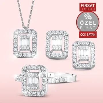 0,95 Toplam Karat Baget Pırlantalı Mini Set